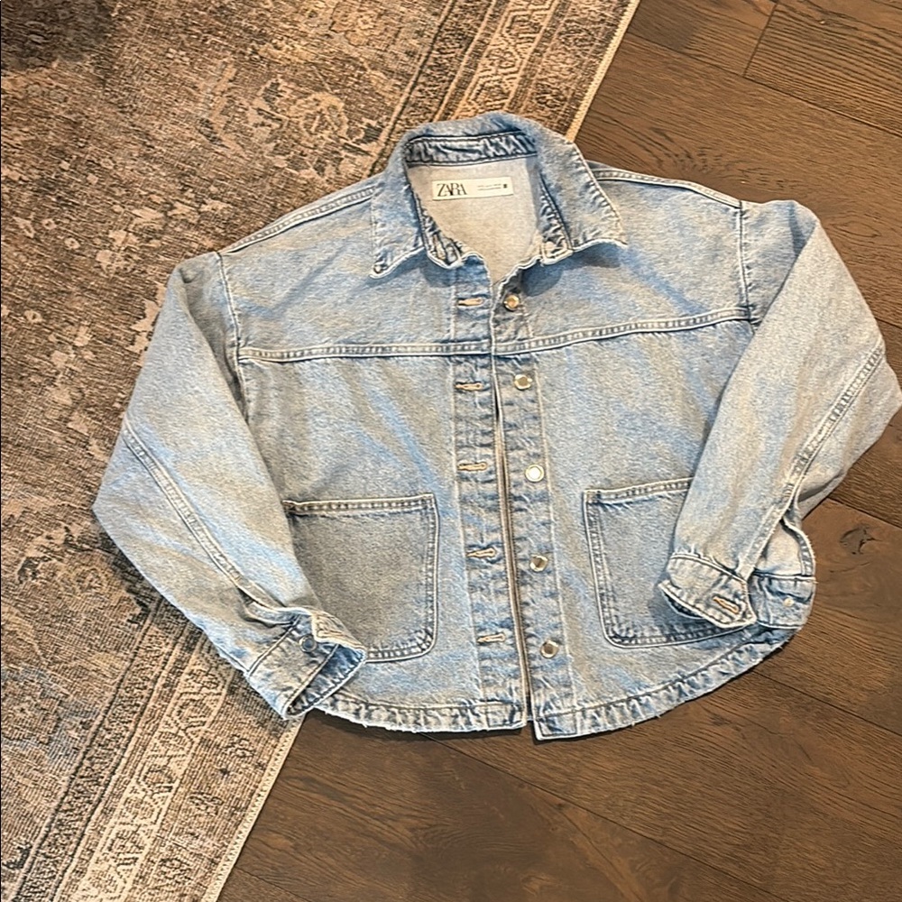 Zara Washed Blue Denim Jacket